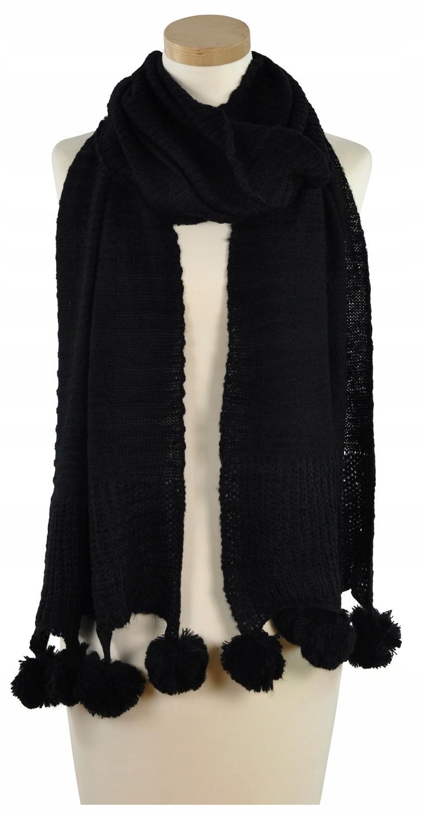 SALE-%ardzo długi SZALIK z POMPONAMI sz1872-5