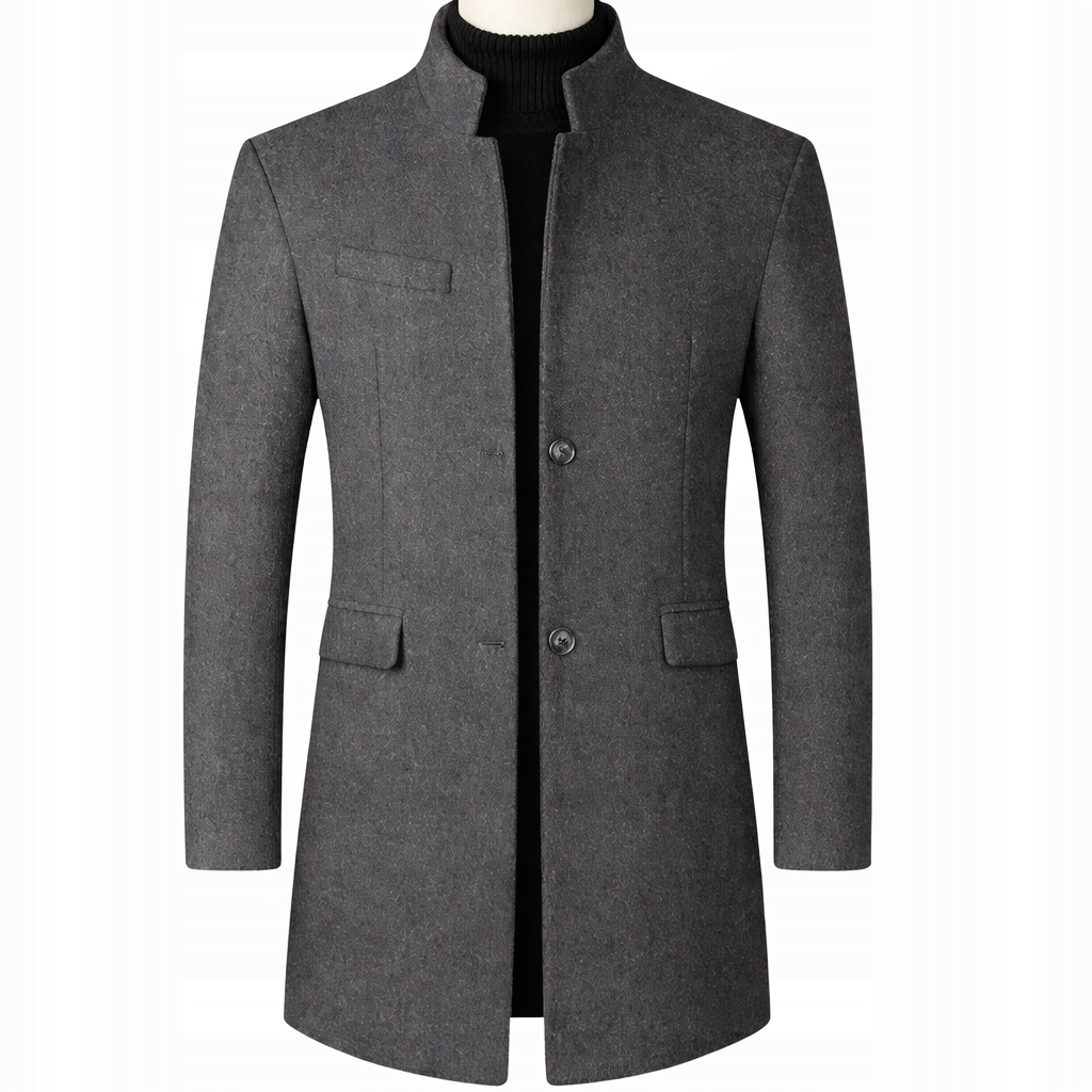 Męski płaszcz krótki ze stójką wiosenny jesienny szary