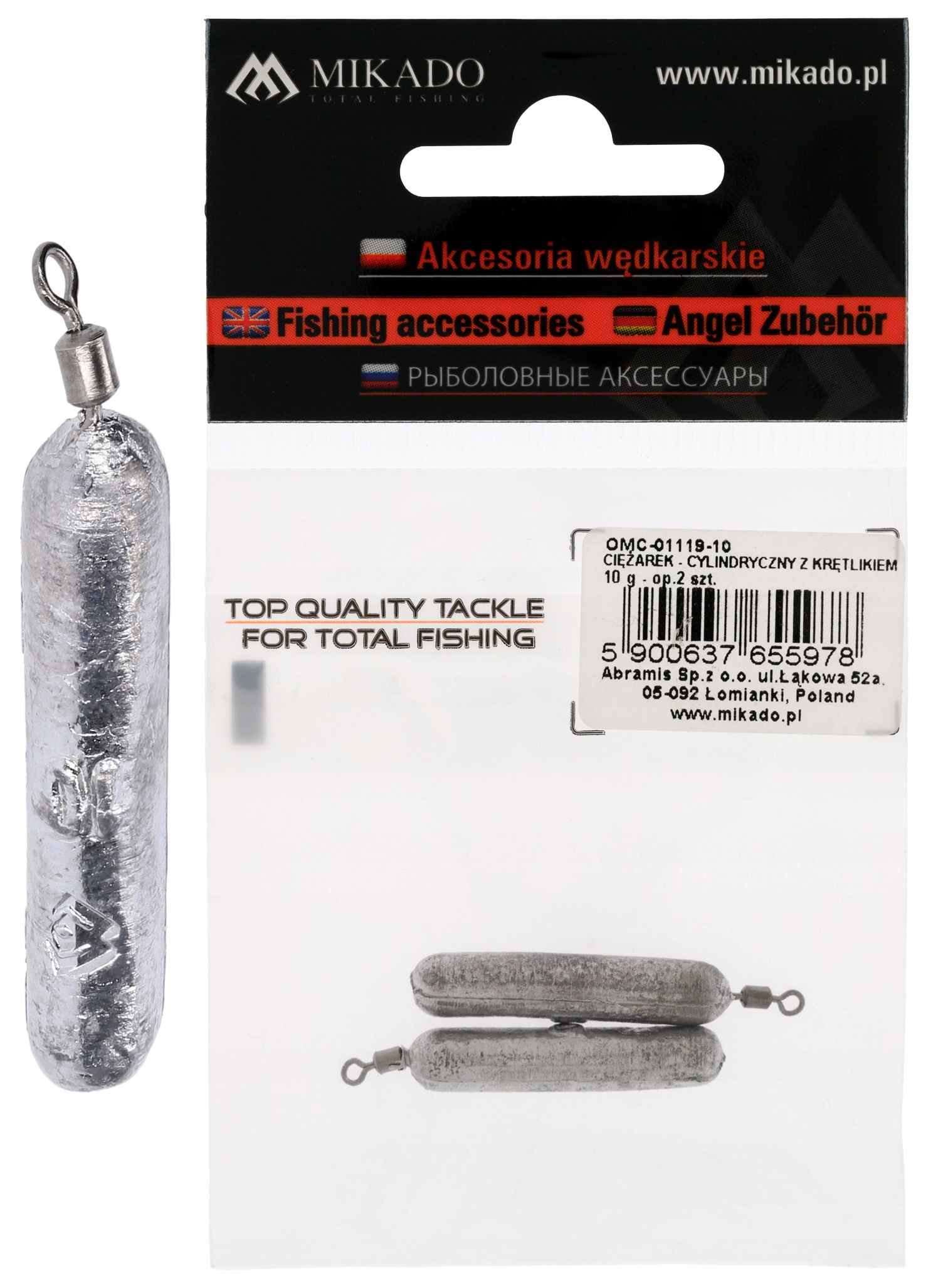 

Ciężarek pałeczka boczny trok Mikado 10g 2szt.