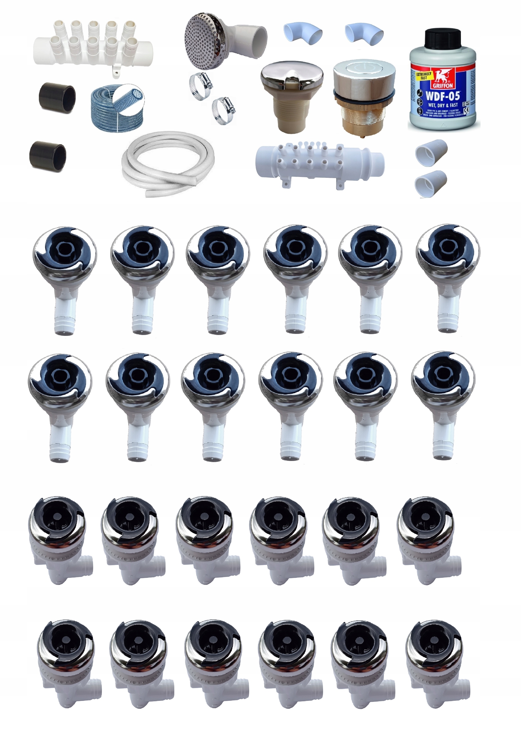 Sada pro hydromasáž ve vaně, 24 vodních trysek vše bez čerpadla