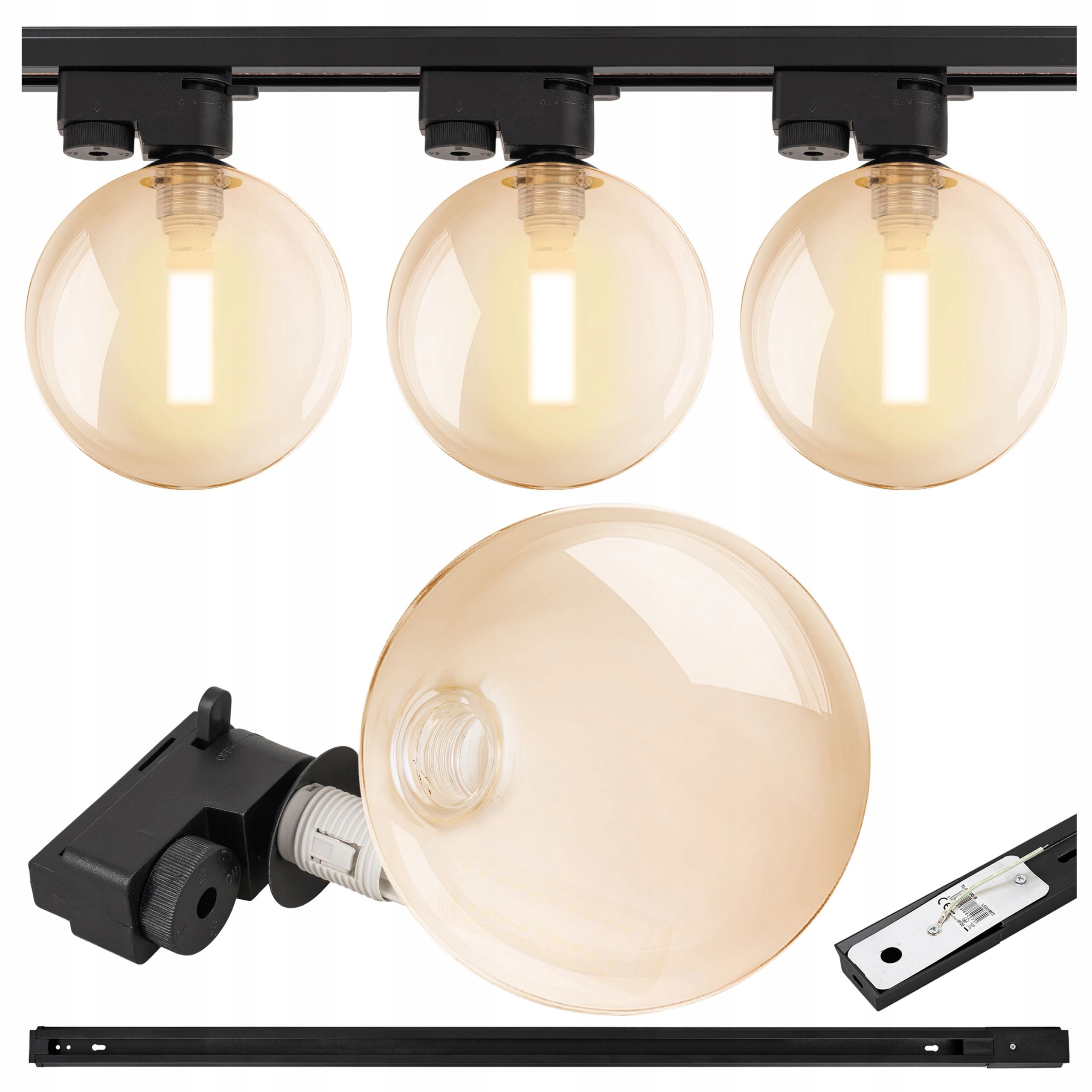 Kolejové osvětlení Listwa 1 m 3x Svítidlo Amber jantarová koule Led lampa