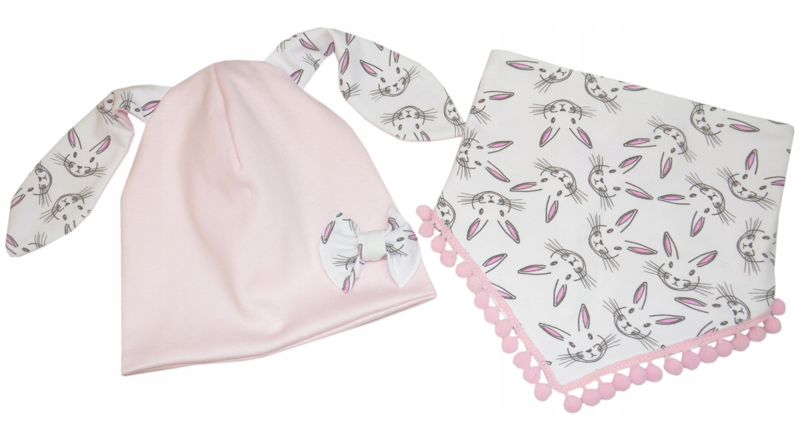 

Czapka i chusta na rzep 40-44cm króliczek
