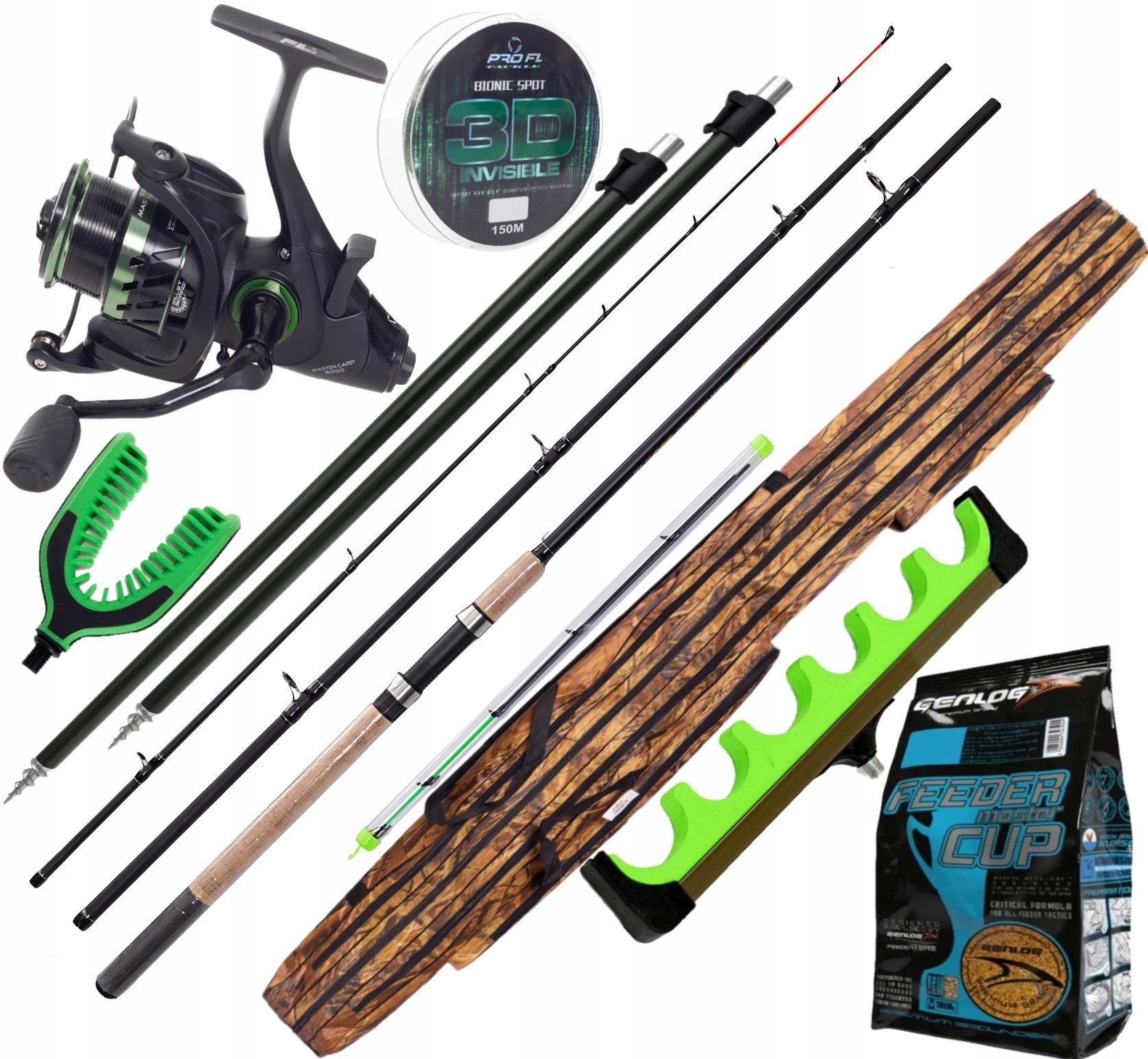 Zestaw Wędkarski Feeder Wędka+kołowrotek Master +pokrowiec+zanęta+akcesoria