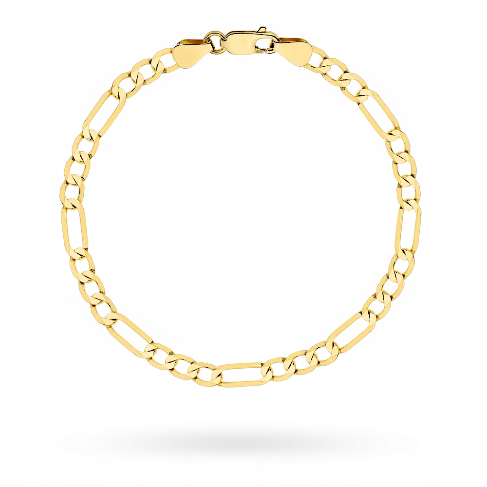 Široký pánský náramek ze zlata ryzosti 585 Figaro 21 cm, klasická 6g vazba