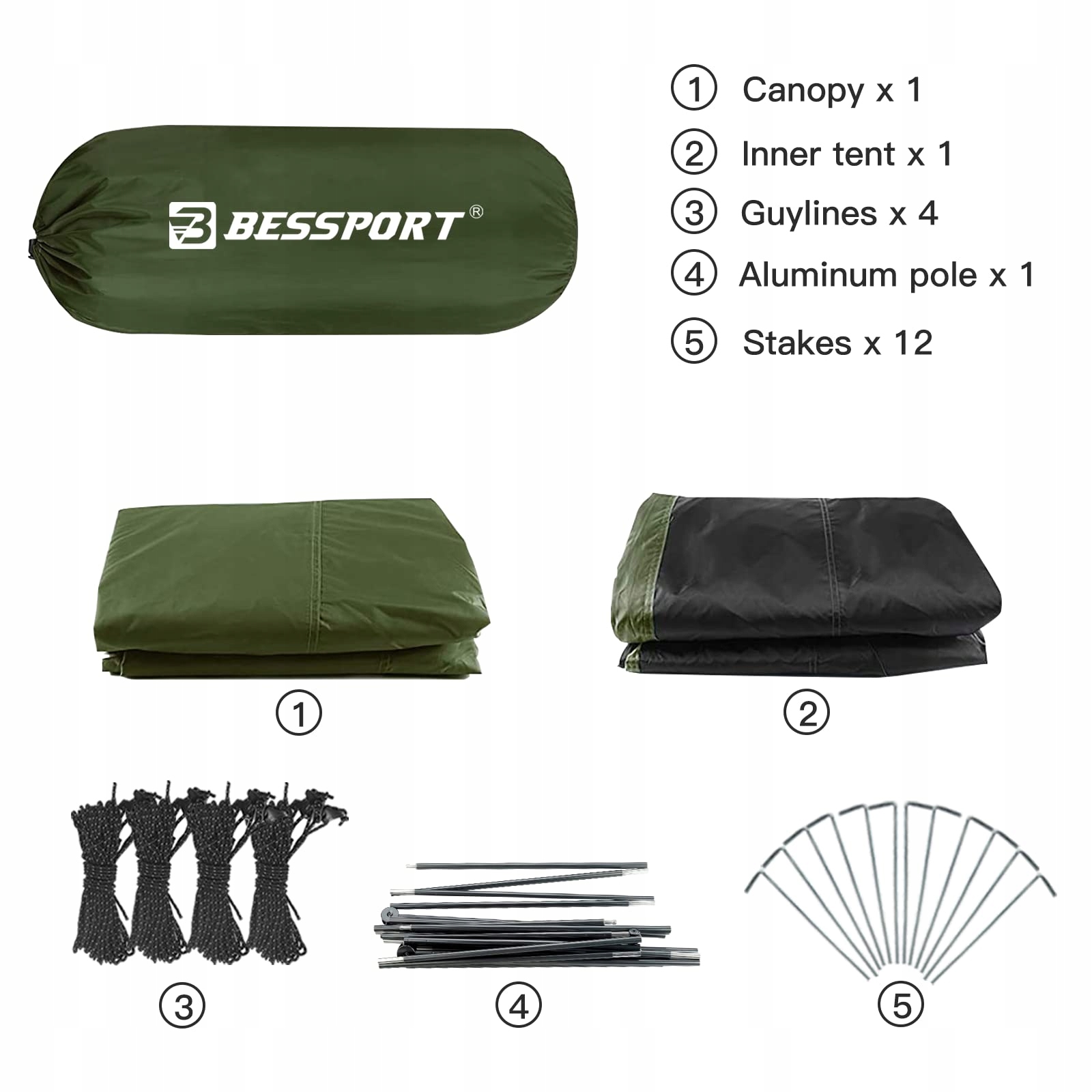 BESSPORT Namiot 3 Osobowy Camping Lekki Wodoodporny 4 Sezony Outdoor — miniatura 3
