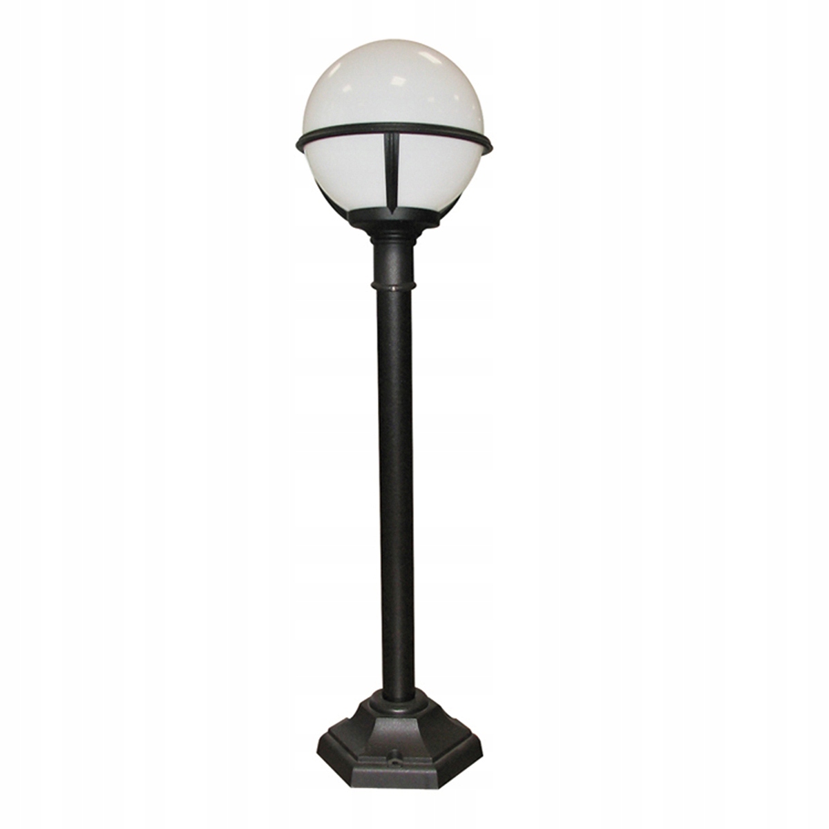 Vonkajšia stojaca záhradná lampa čierna biela guľa 106 cm IP44 Elstead