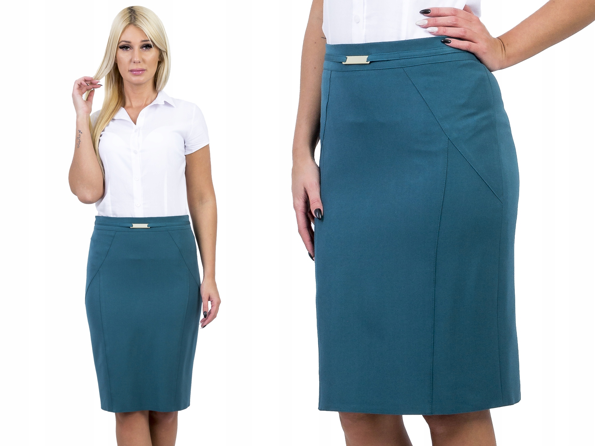 

D330 Elegancka Spódnica Ołówkowa Zielona r. 52