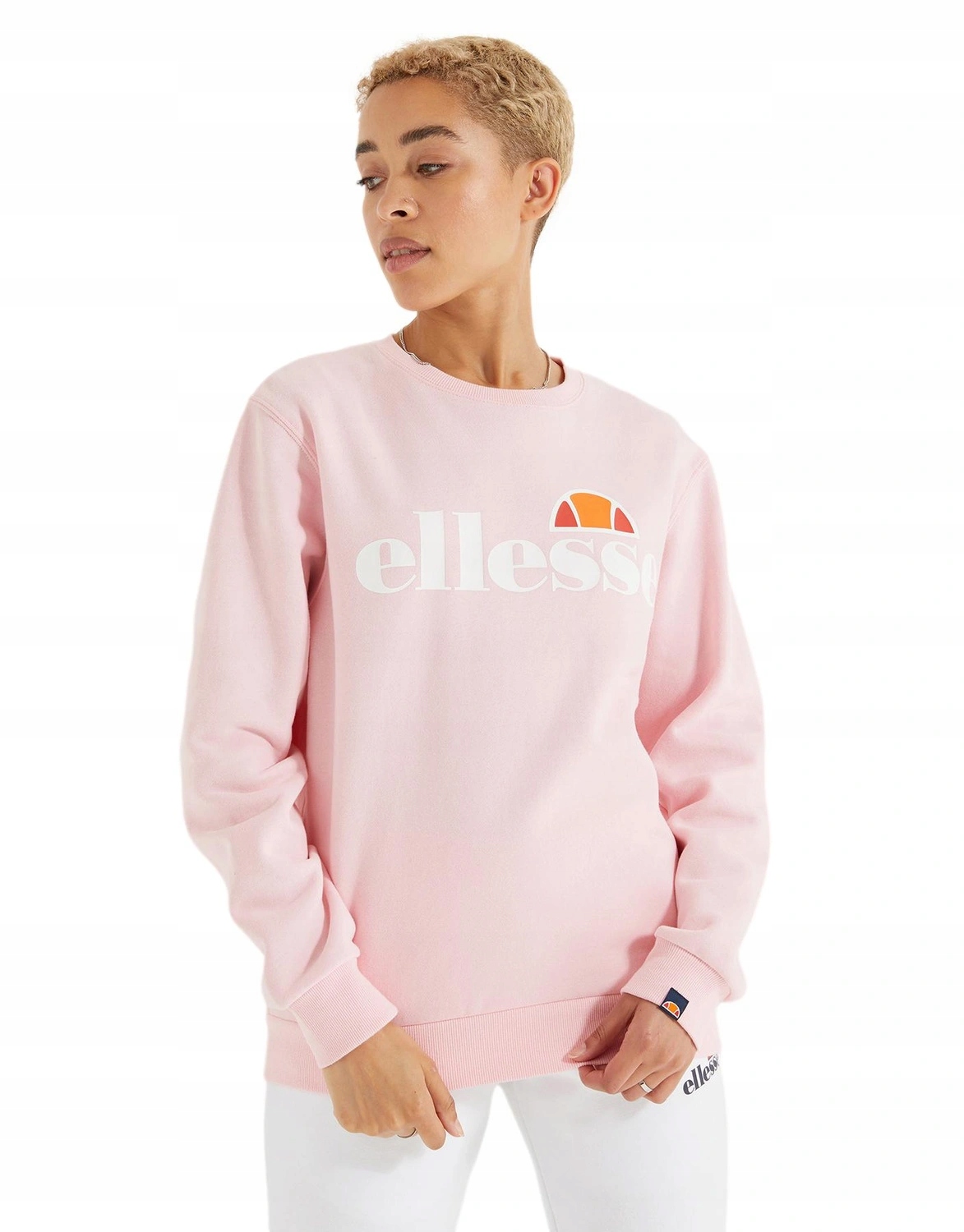 Mikina dámská Ellesse bez kapuce crewneck fleece Agata růžová bavlněná