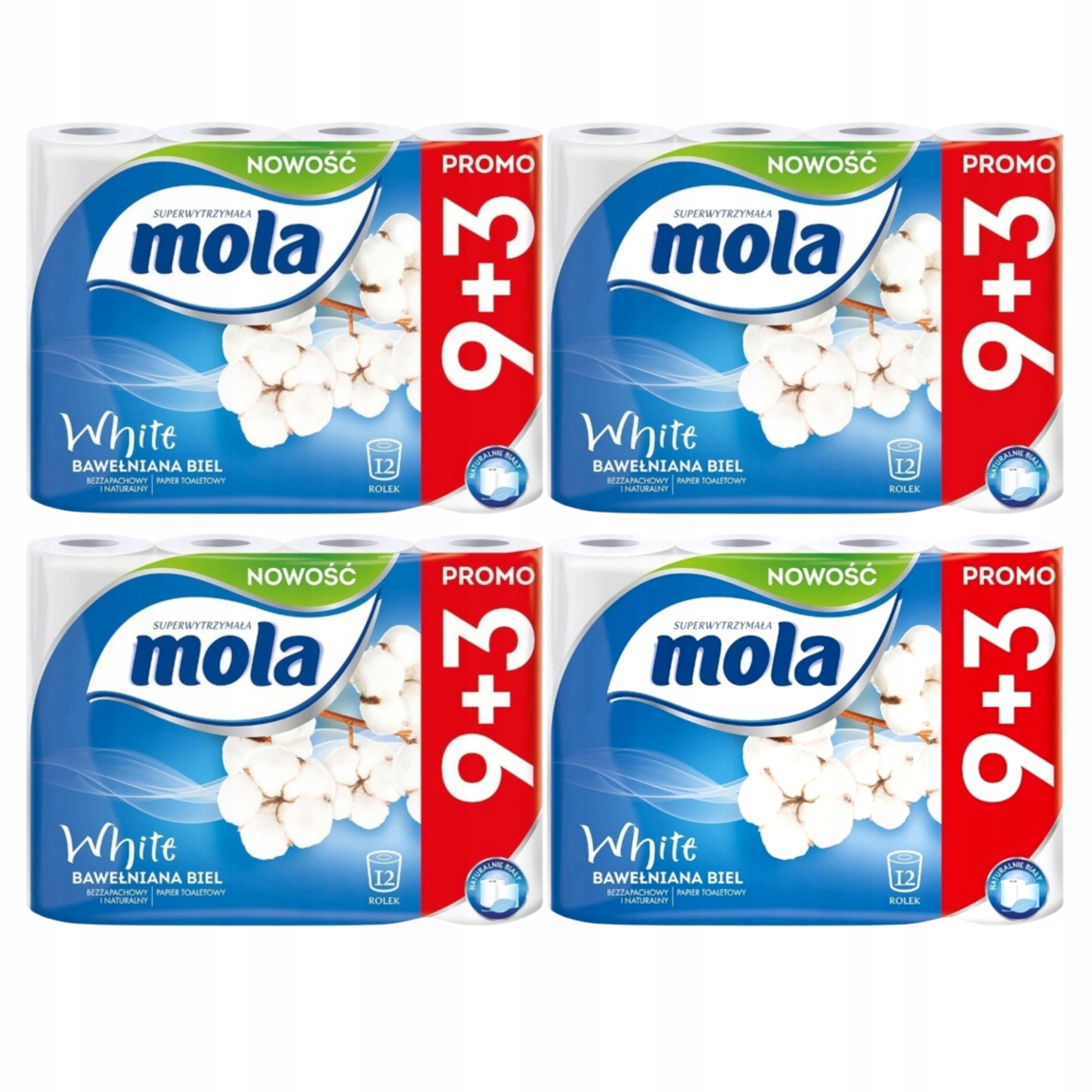 

Mola 9+3 Papier Toaletowy Bawełniana Biel 48 Rolek
