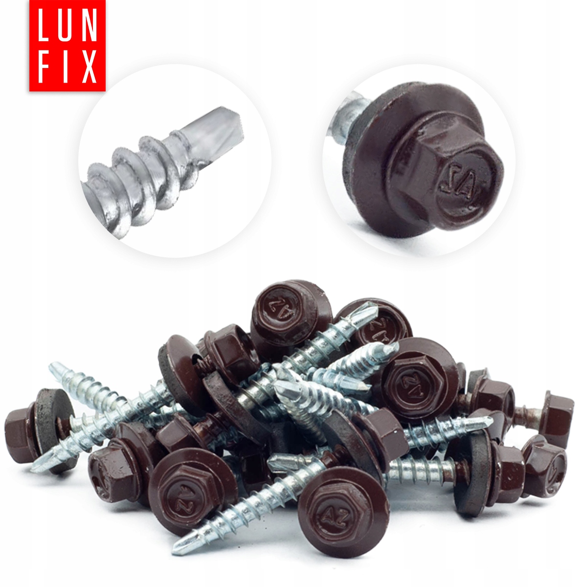 Wkręty farmerskie 4,8x35 blachowkręty farmery RAL8017 250szt. Producent Lunfix