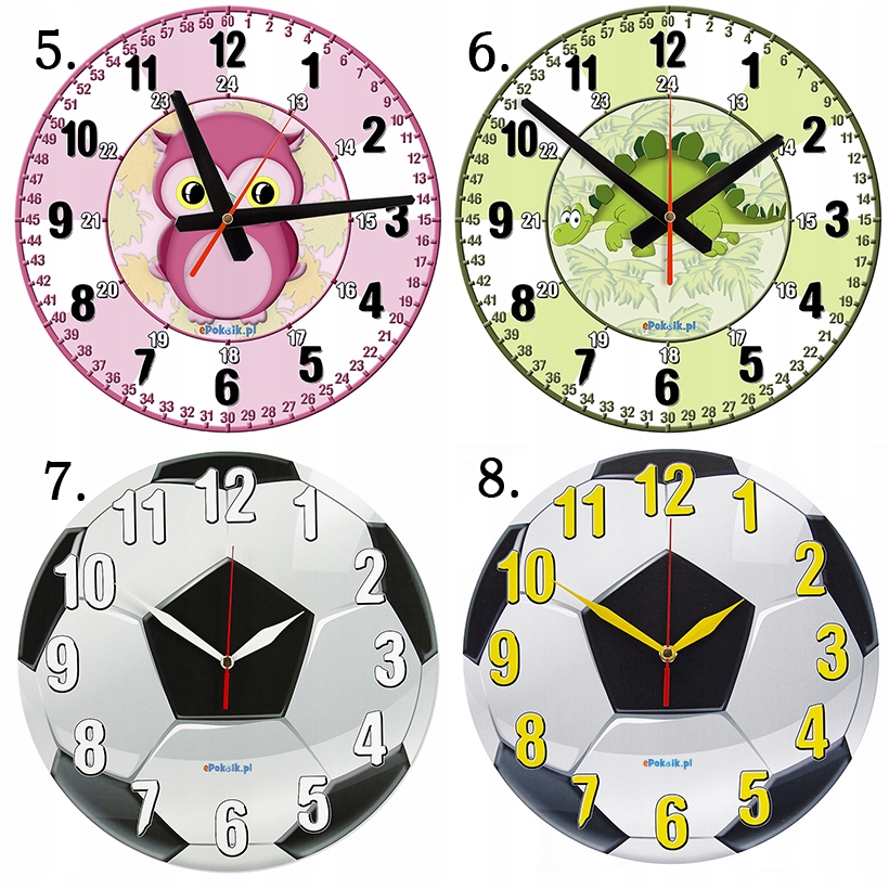MG Edukacyjny zegar ścienny dla dzieci Bezgłośny BARDZO DUŻE WSKAZÓWKI (L2) Szerokość całkowita 29 cm