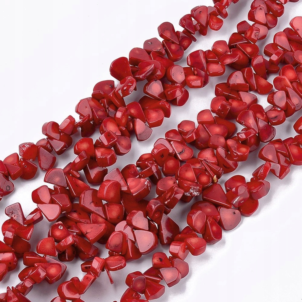 Korál, korálky 10~19x9~13mm, 78ks (šňůrka)