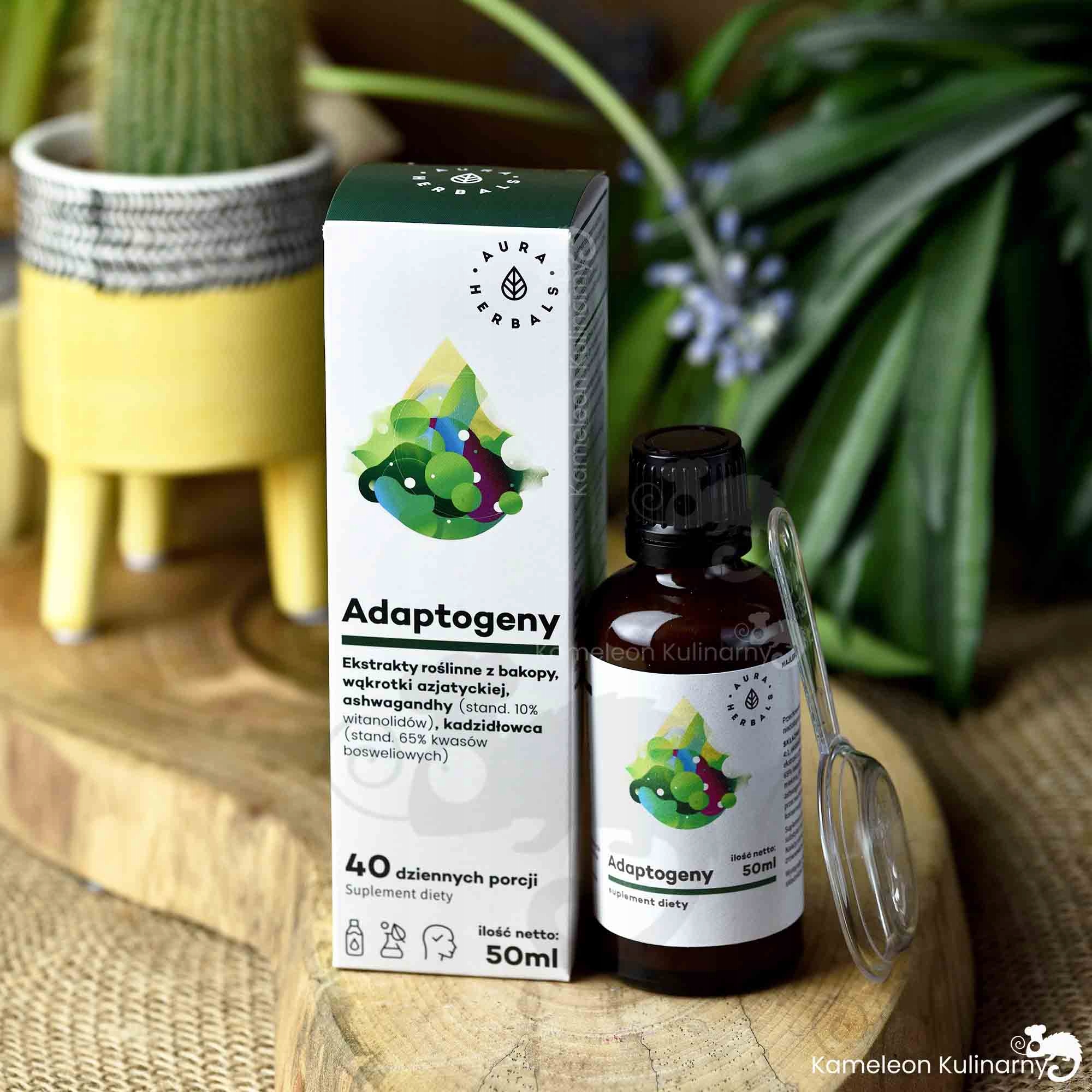 ADAPTOGENY - EKSTRAKTY ROŚLINNE 50ml Aura Herbals Podstawowy składnik ashwagandha