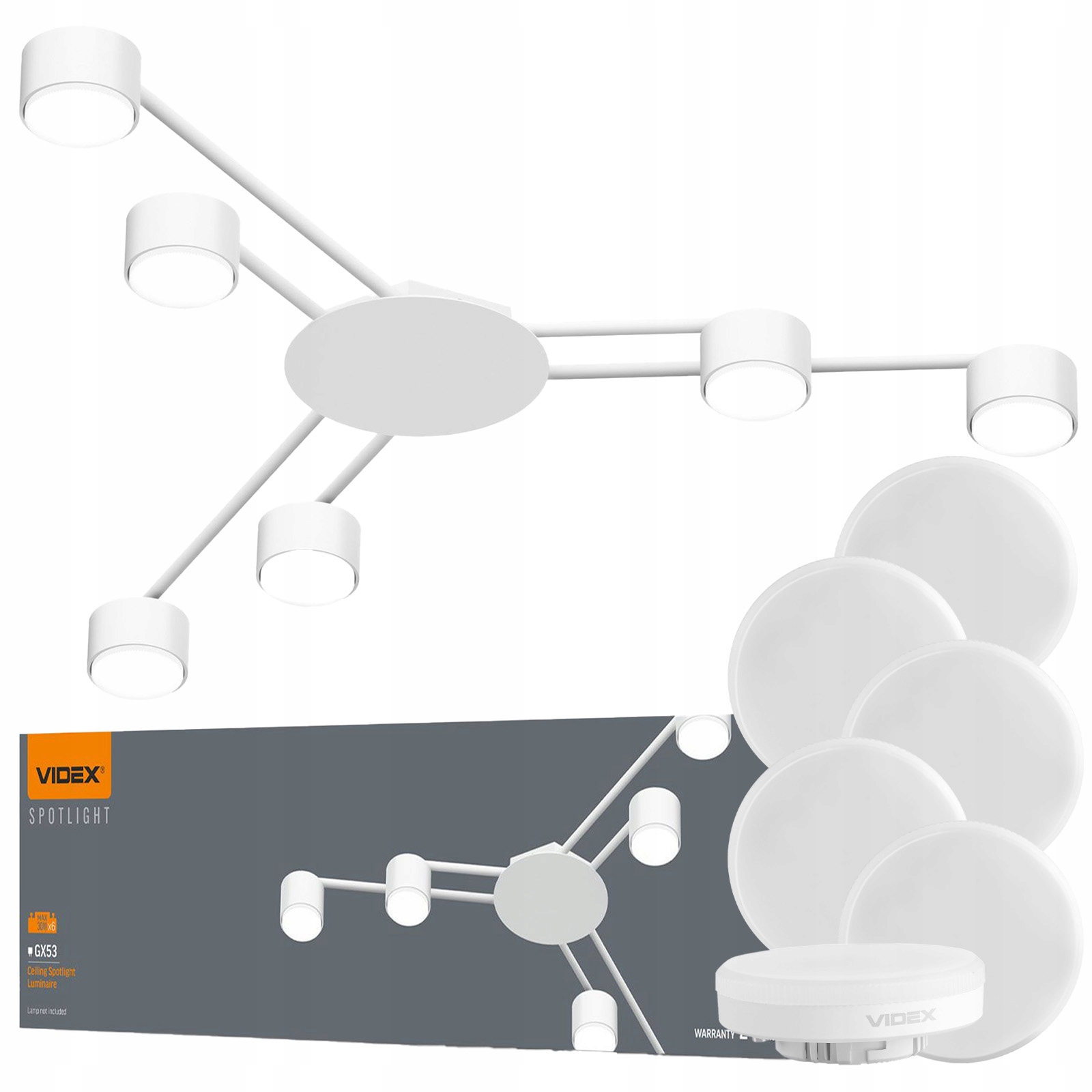 Oprawa Sufitowa Punktowa Żarówki 6x GX53 Żarówka Led GX53 8W 730lm 4000K
