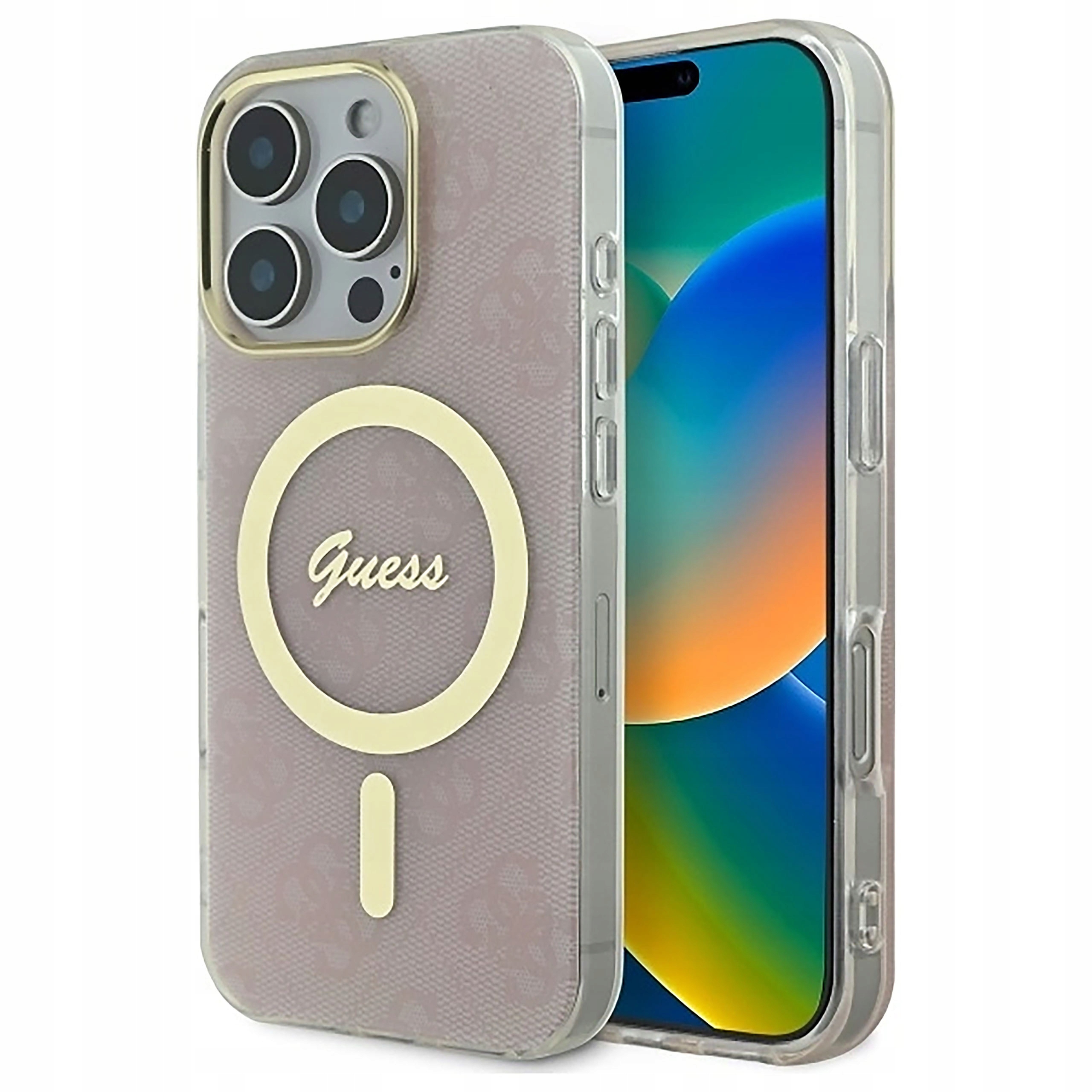 Etui Guess IML 4G MagSafe do iPhone 16 Pro Max różowe