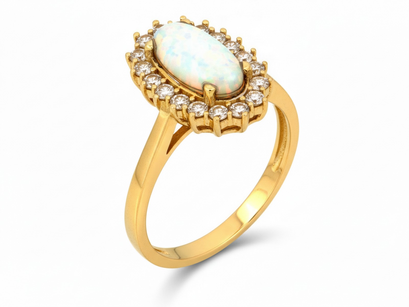 Dámský prstýnek ve zlaté barvě 585 elegantní s kamínky jako dárek pro ni