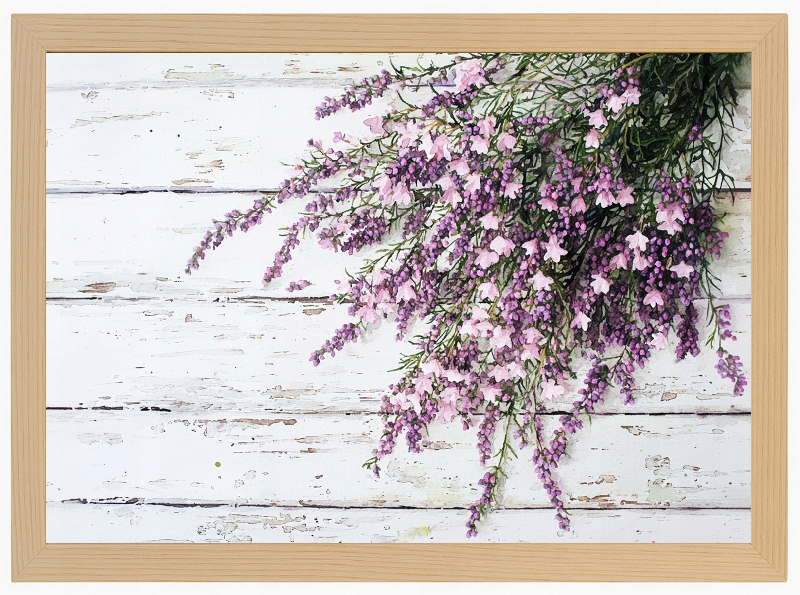 Plakát Rámeček Dřevo Květy Levandule Shabby Chic Vintage Dřevo 100x70