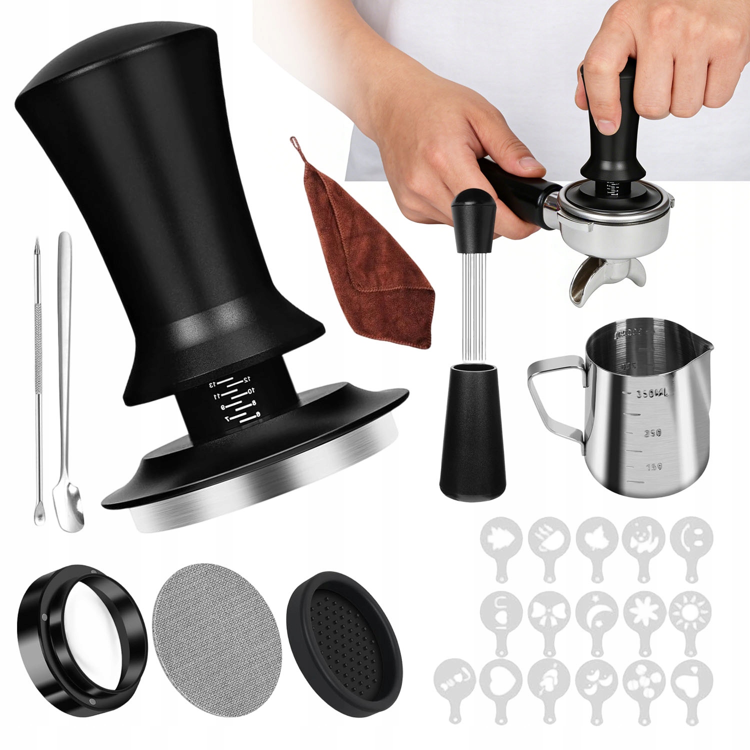 Levně Kompletní Sada Barista Na Espresso 51 MM Tamper Distributor Akcesoria 25 Ks