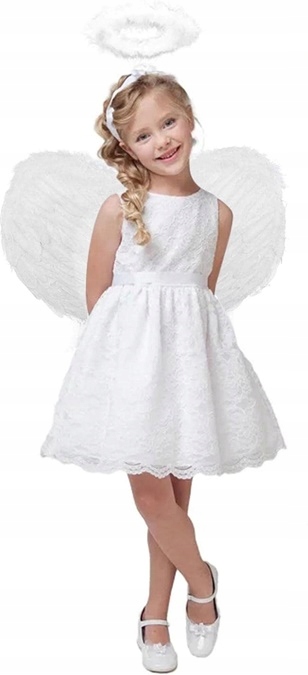 STRÓJ ANIOŁ ANIOŁEK SKRZYDŁA AUREOLA BIAŁY PIÓRA Kolor biały