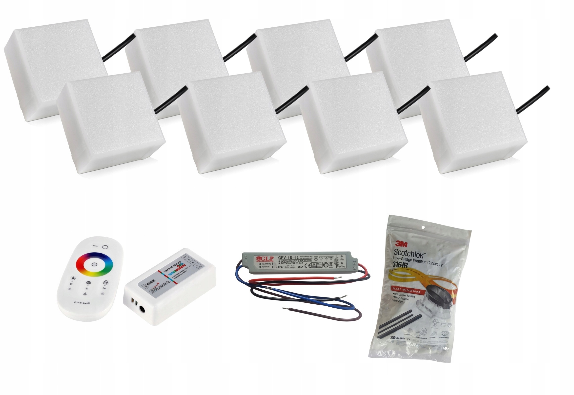 Zestaw 8 X Świecąca Kostka Brukowa Led Rgb 10x10