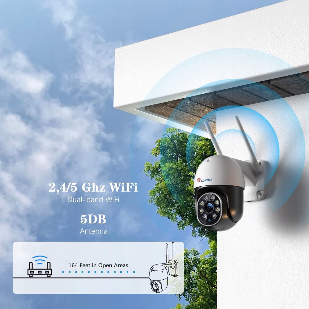 CTRONICS 5MP WiFi PTZ Kamera IP z Detekcją Osób i Nocnym Widzeniem — miniatura 4