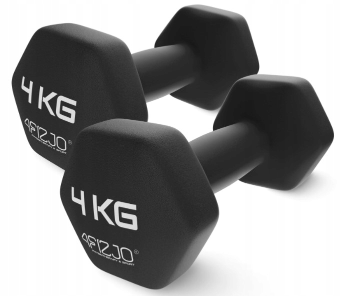 Hantle do treningu Classic ciężarki Żeliwne 2 x 4 kg winylowe 4FIZJO 2 szt.