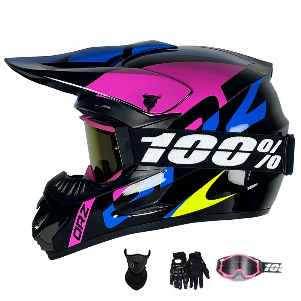 Motocyklová Přilba Lehká Enduro Quada Brýle Rukavice Maska M