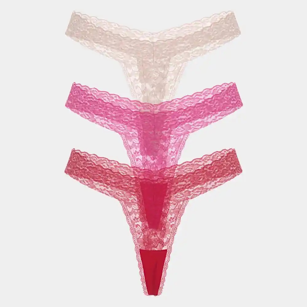 Tanga růžová, béžová, červená 3pack Guess L
