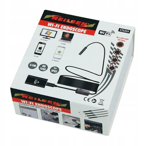 ENDOSKOP KAMERA INSPEKCYJNA WIFI USB HD 8mm 3 5m Producent code CT5324