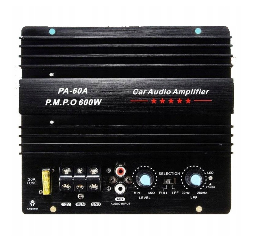 PA-60A 600W Subwoofer Do Auta Wzmacniacz 12V