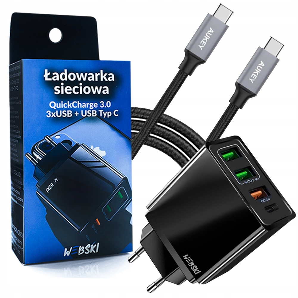

Szybka Ładowarka do Telefonu Tableta 3xUSB Typ-C