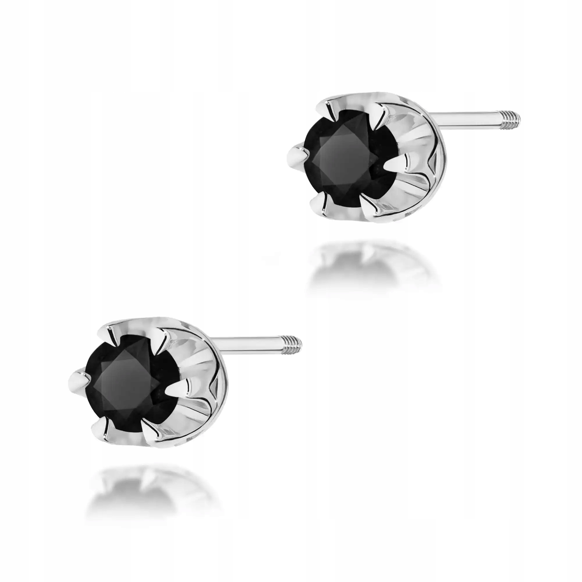 Zlaté dámské náušnice 585 černý diamant z bílého zlata, stylové pro ni