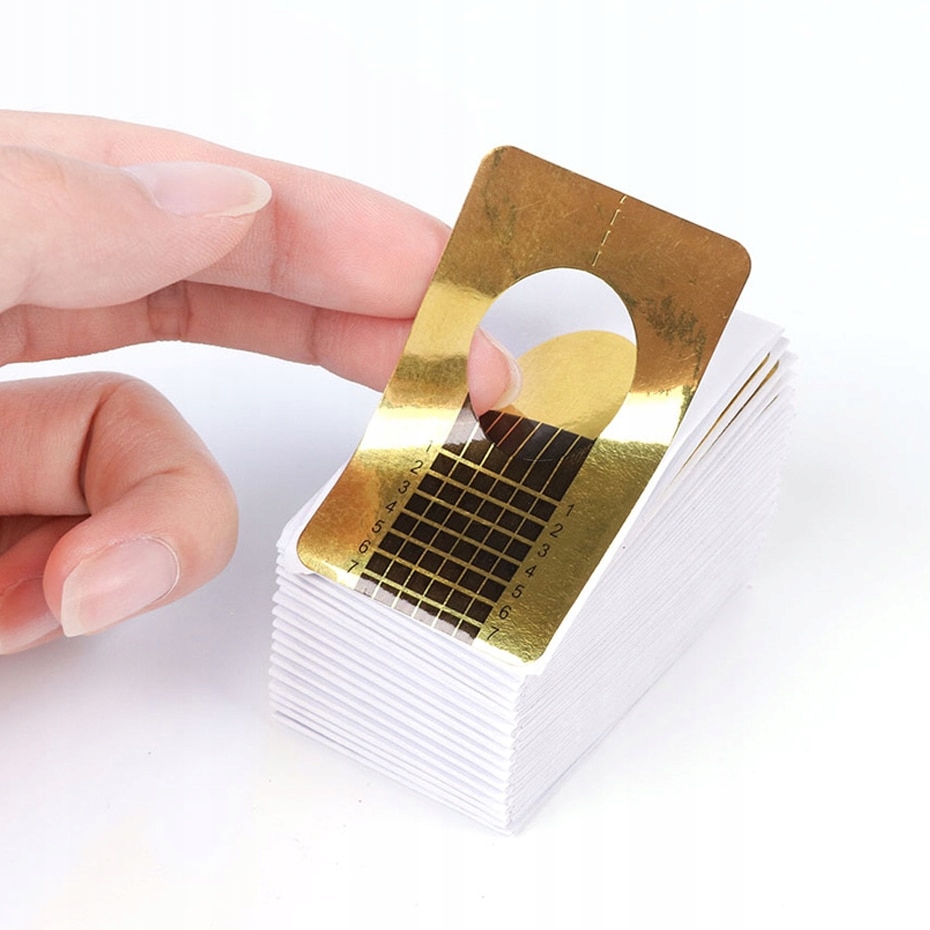 Szablony Formy Do Przedłużania Paznokci Wąskie Złote SZABLON Gold 100szt. Marka Rel