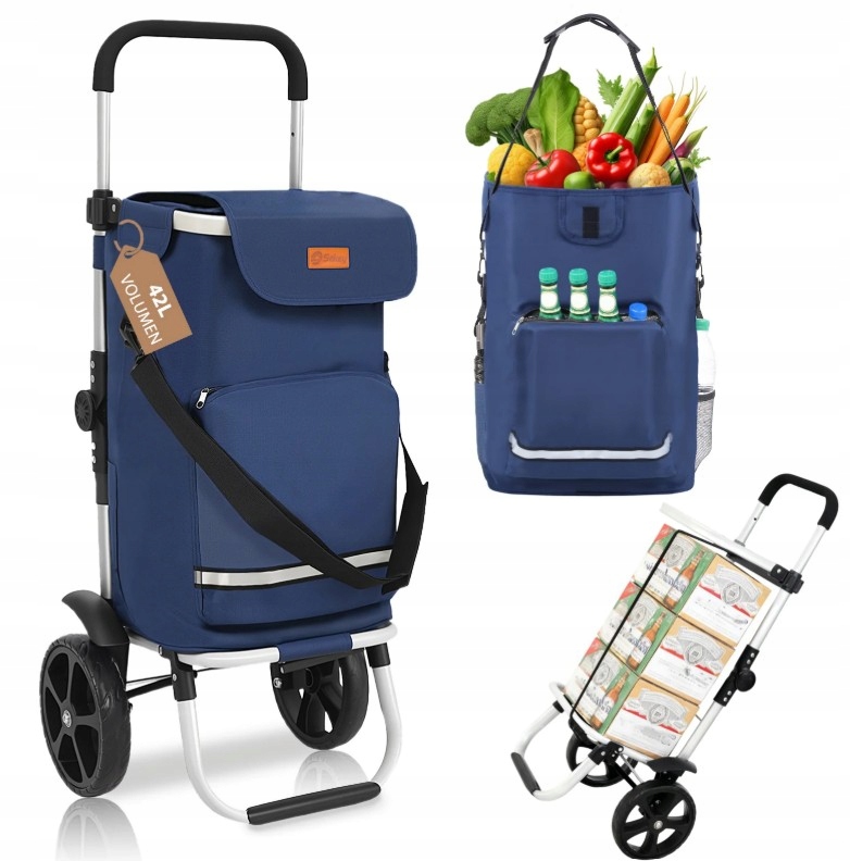 Nákupní Vozík Sekey 3V1 – Lehký Hliníkový, Schodišťový, Modrý, Do 60 Kg