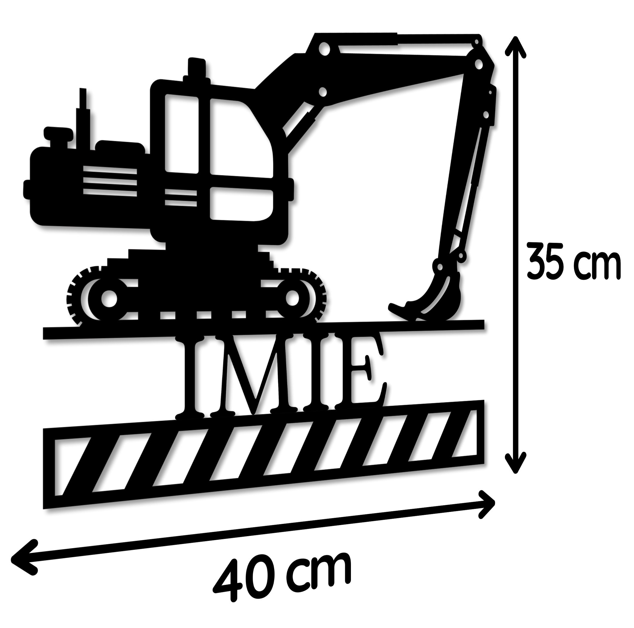 DEKORACJA DO POKOJU CHŁOPCA IMIĘ DZIECKA NA ŚCIANĘ NAPIS 40 cm KOPARKA 3d Płeć unisex