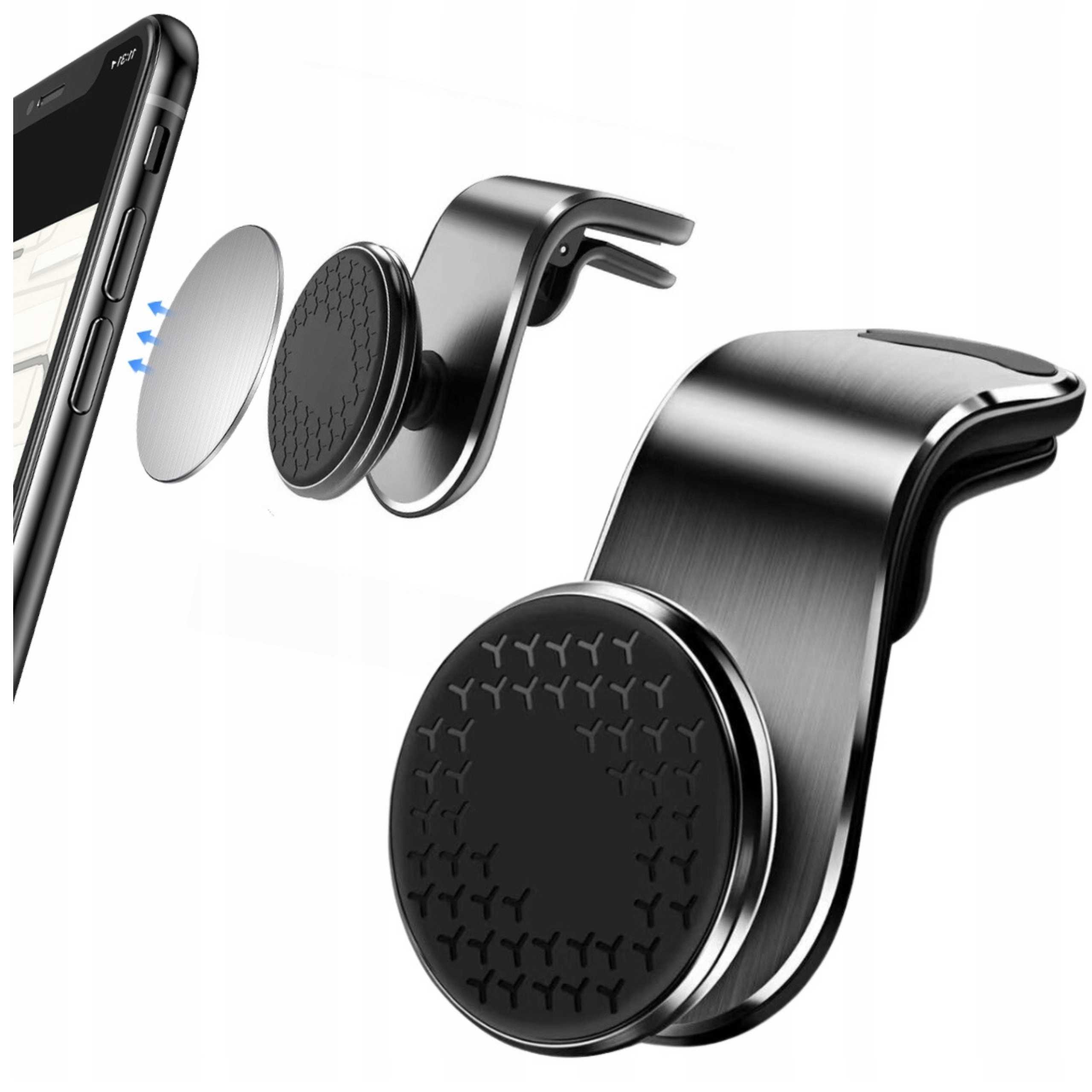 UCHWYT NA TELEFON MAGNETYCZNY SAMOCHODOWY NA KRATKI NAWIEWU CZARNY