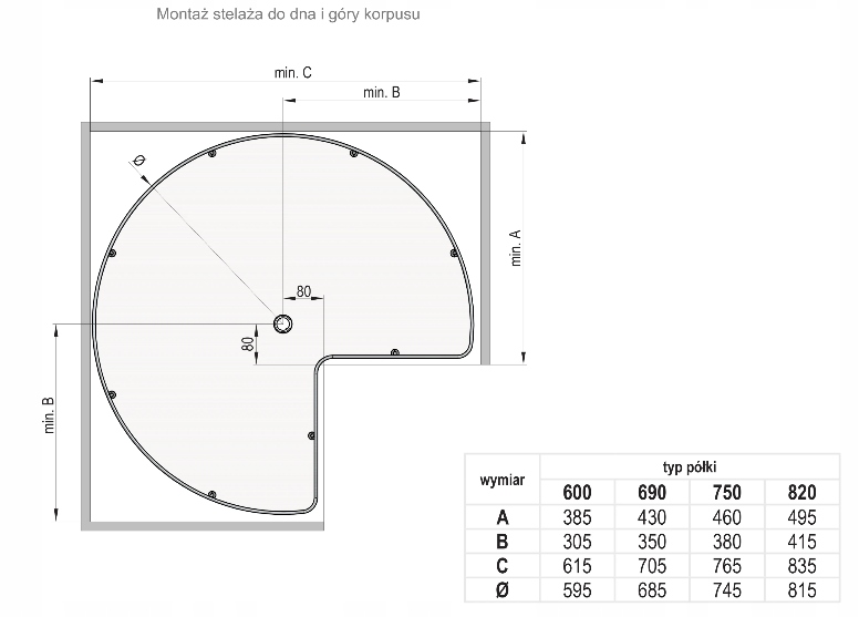 REJS Półka obrotowa narożna 3/4 600 hamulec biała Producent Rejs