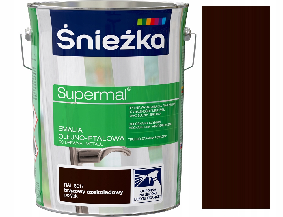 Śnieżka Supermal Emalia Olejno Ftalowa Drewna Metalu Brąz Czekolad 8017 5L