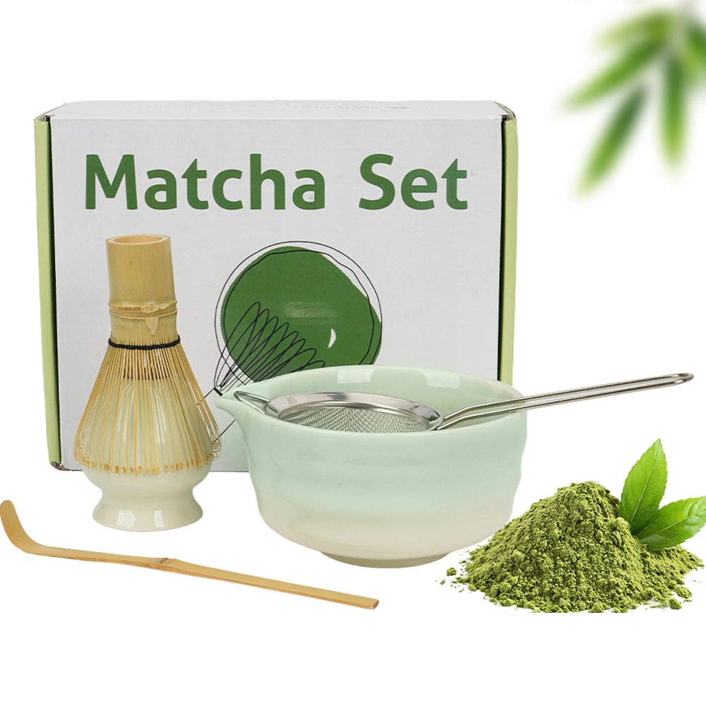 Levně Kompletní sada pro matchu Keramický Chawan Chasen Podstavec Sítko Lžíce