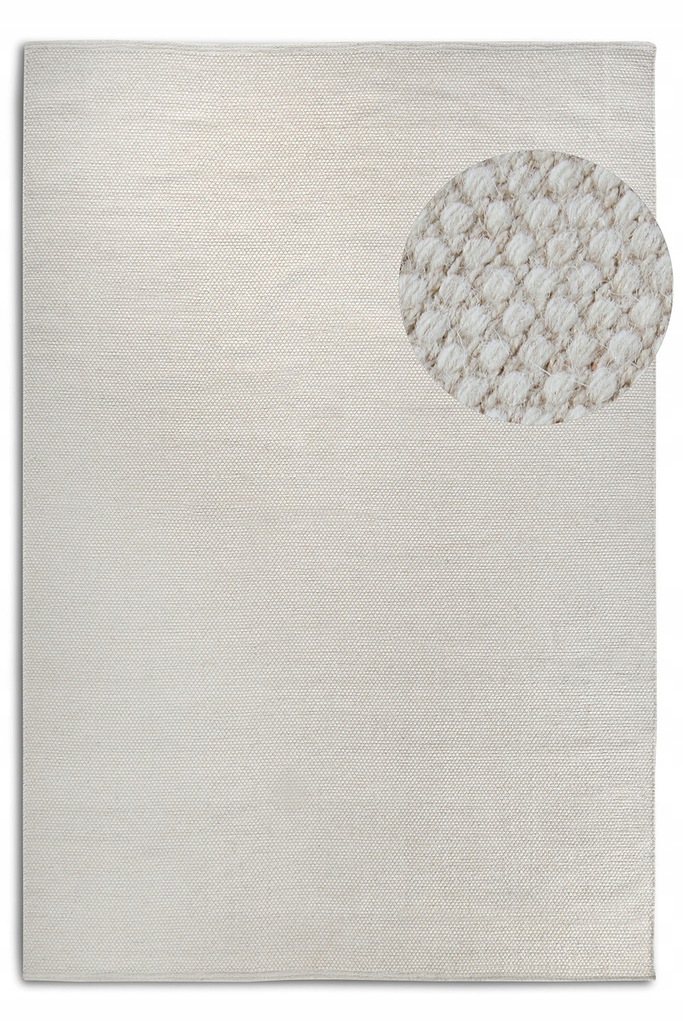 Vlnený koberec do obývačky 120 x 170 cm, ručne tkaný, krémový, jednofarebný