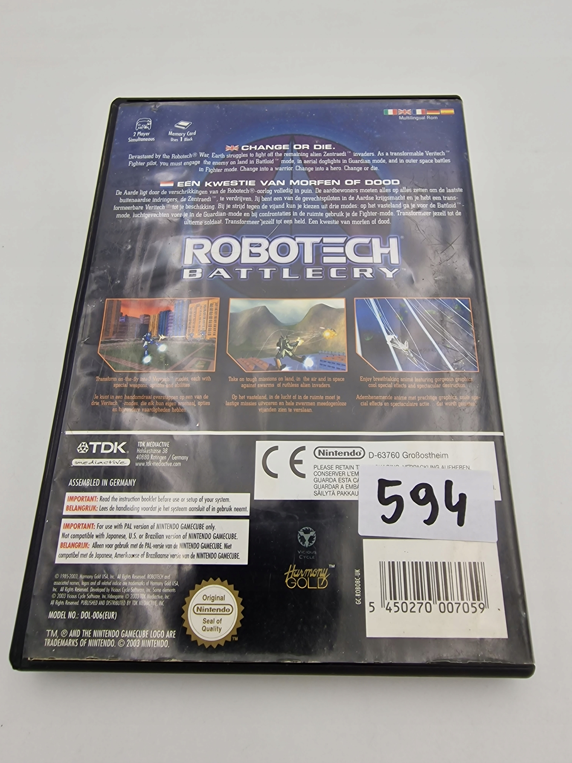 NINTENDO GAMECUBE ROBOTECH BATTLECRY Platforma Nintendo GameCube