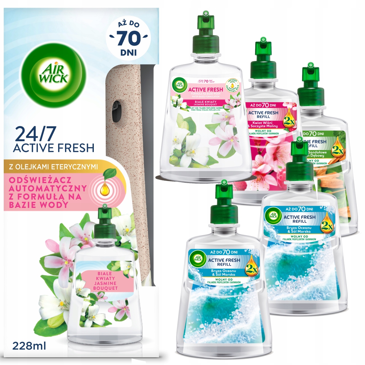 Air Wick Automatický Osvěžovač Vzduchu 6X Náplň 228 ML MIX Sada