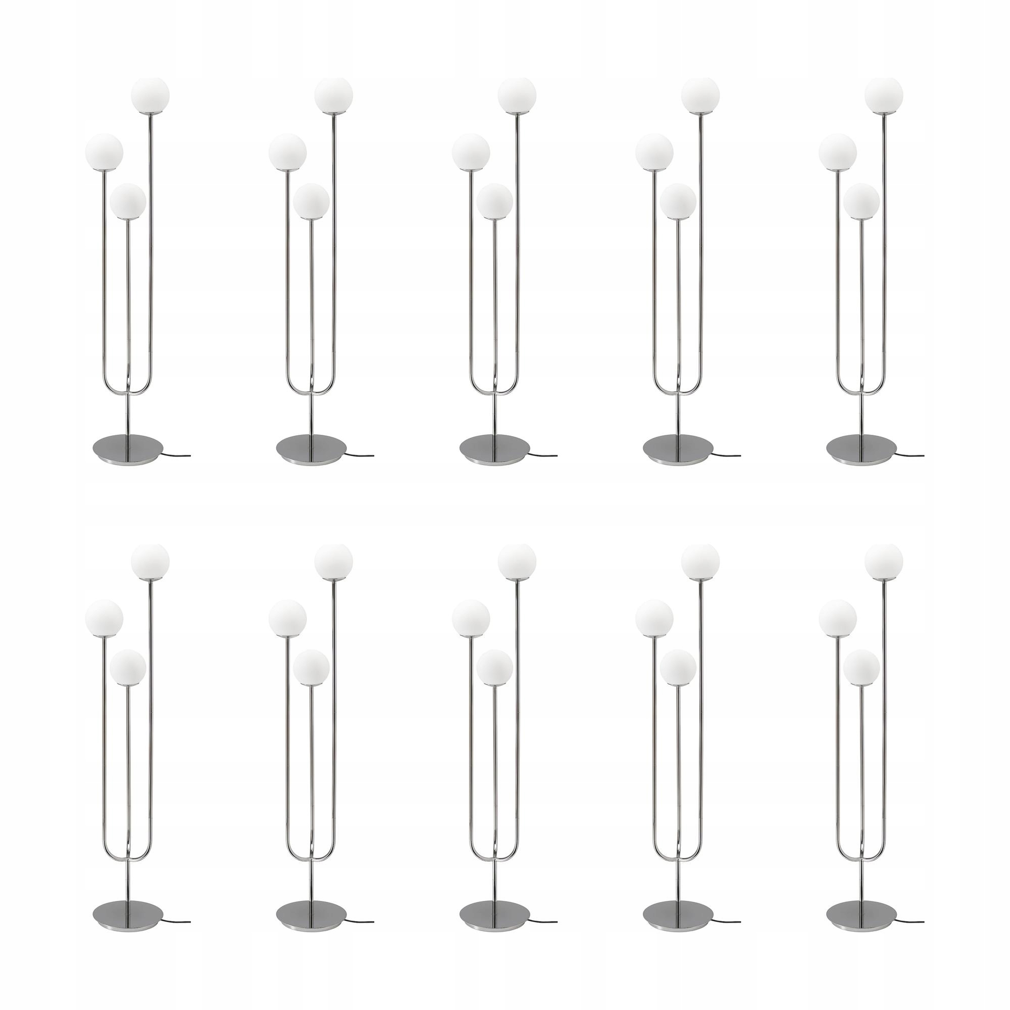 10 szt. Lampa podłogowa chrom szkło nowoczesna 158cm