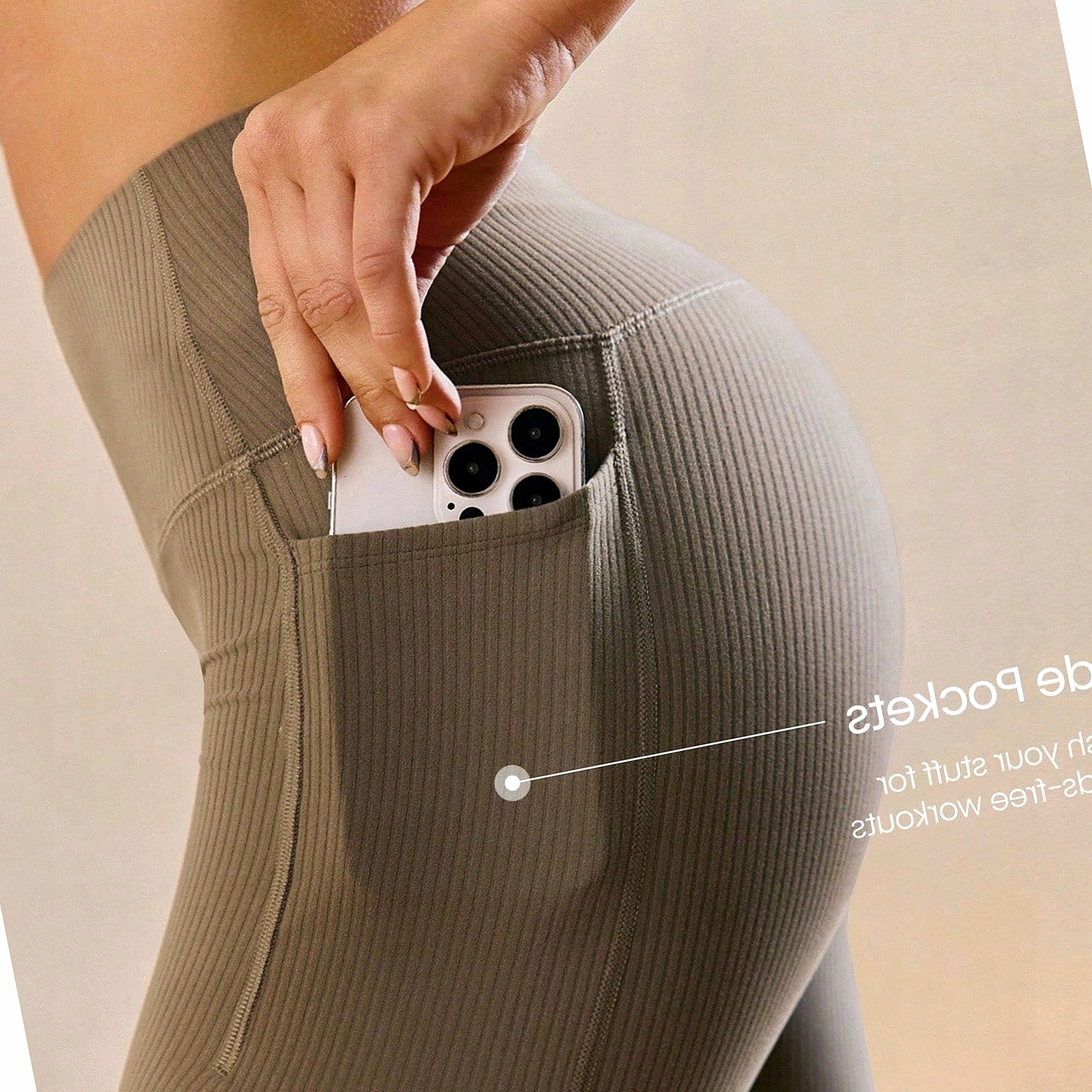 Legginsy Czekoladowe Z Kiesz. Treningowe Rozkloszowane Wysoki Stan M 38