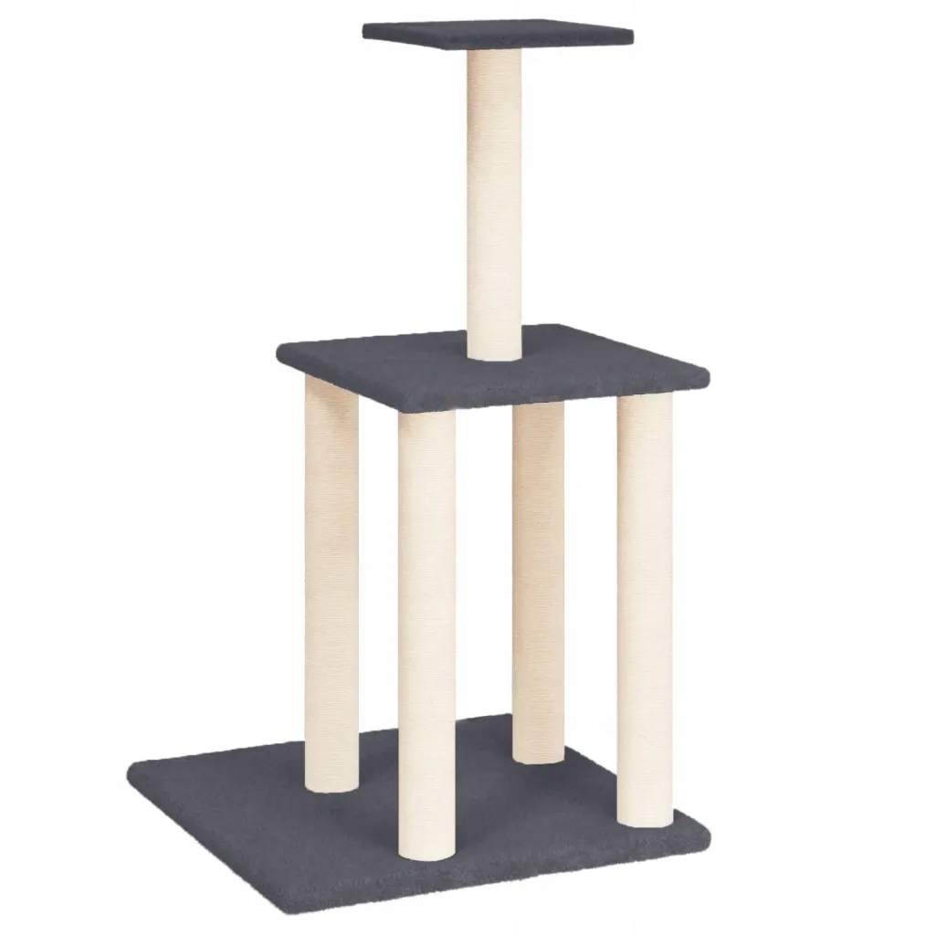 Levně Škrabadlo pro kočky se sisalovými sloupky, tmavě šedé, 85,5 cm