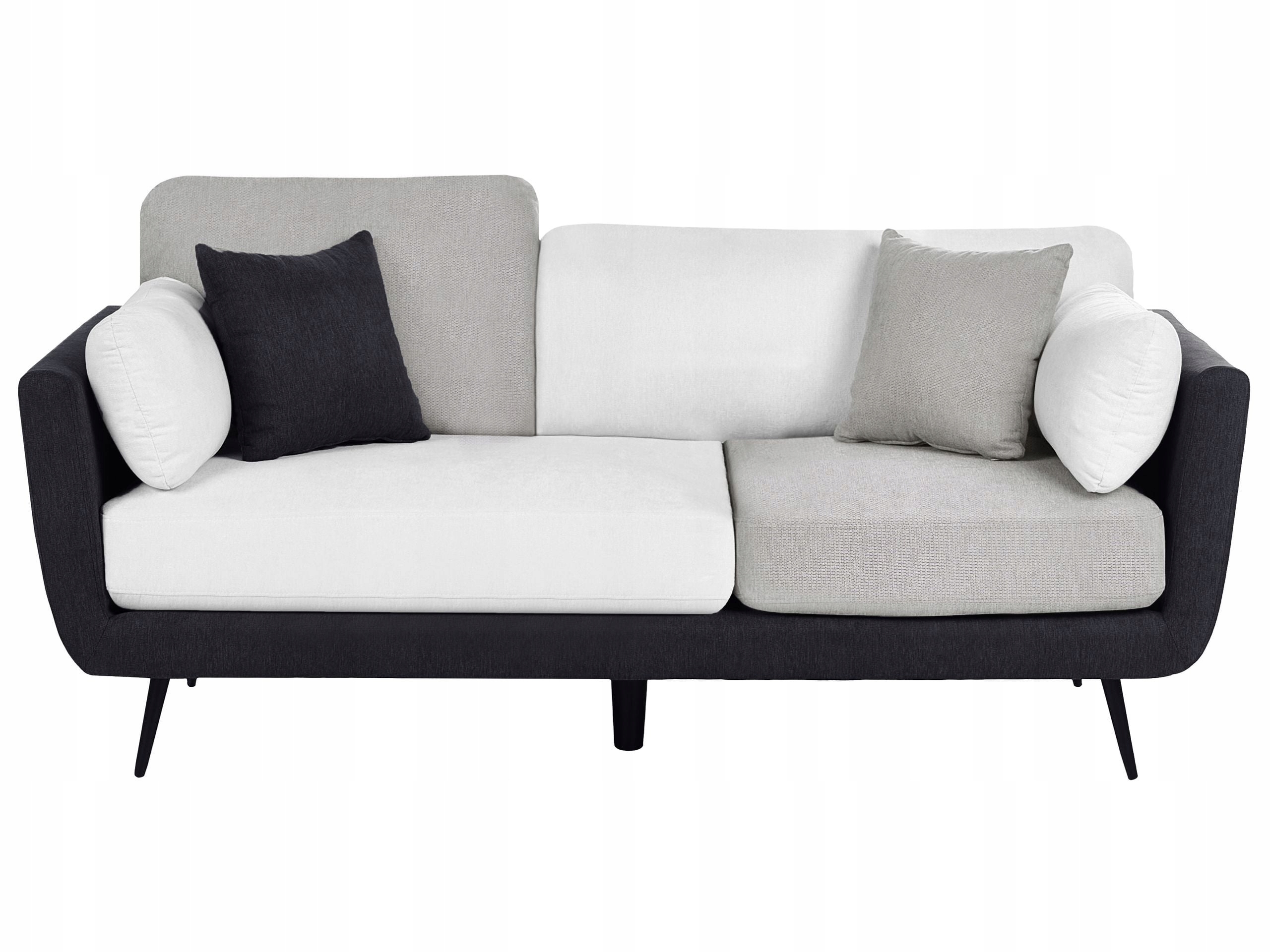 Trzyosobowa sofa tapicerowana z podłokietnikami do salonu czarna