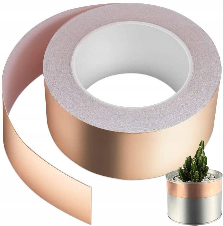 TAŚMA MIEDZIANA PRZECIW ŚLIMAKOM (25MX50MM), SAMOPRZYLEPNA, KOLOROWE SZKŁO