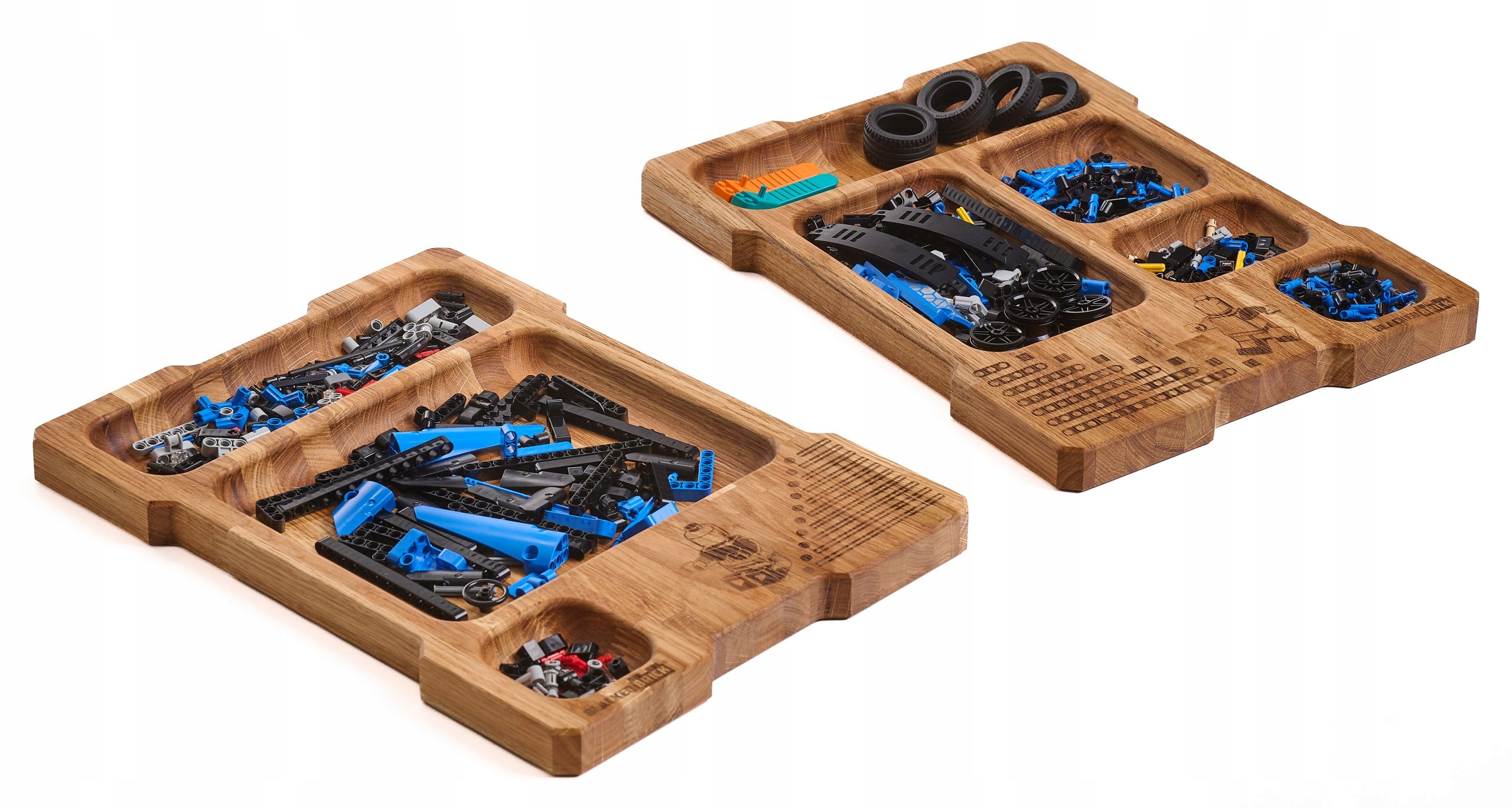 Sada dubových organizérov Blacked Brick na skladanie kociek Lego