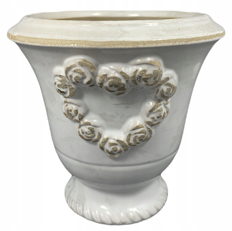 Doniczka - osłonka z serduszkiem - ceramika