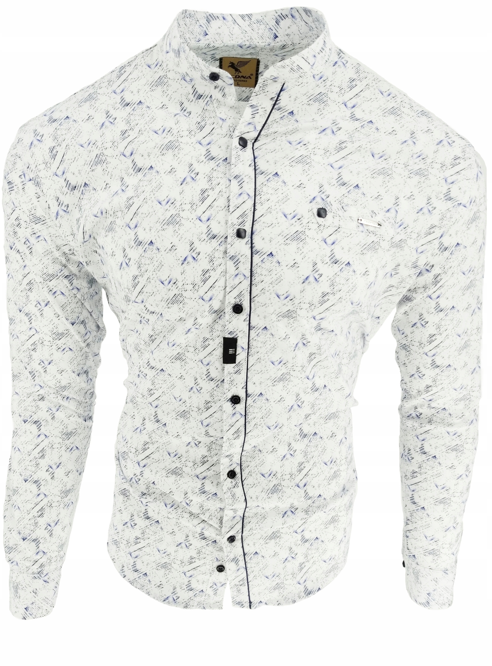 KOSZULA MĘSKA BIAŁA ZE STÓJKĄ WZOREK SDN73 XL